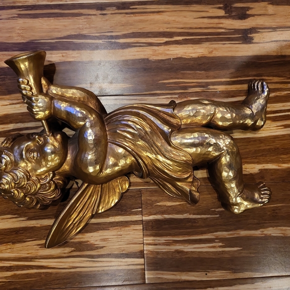 Lovely Pair of Vintage Syroco Angel Wall Hangings with Original Gold Fin… - Picture 3 of 7